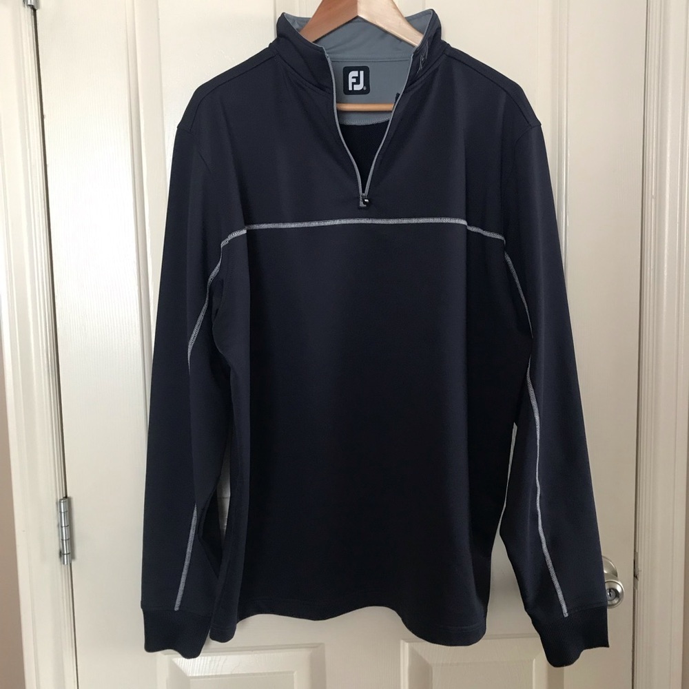 Footjoy Long Sleeve Collared 1/4 Zipped Mens Golf Shirt Navy Size XL